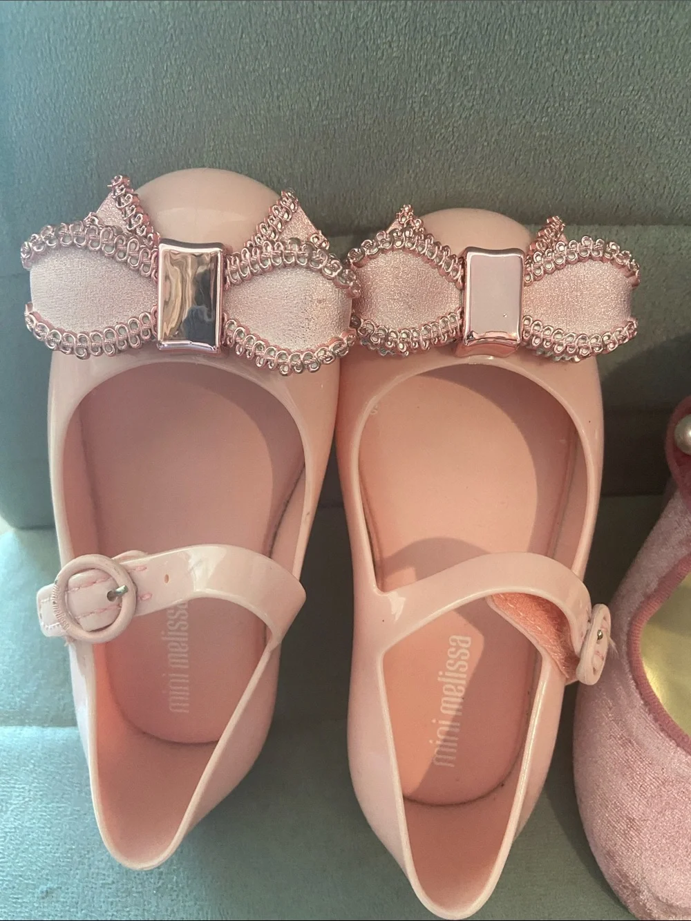 Mini Melissa Pink Girls' Mary Jane Shoes with Bow Embellishment